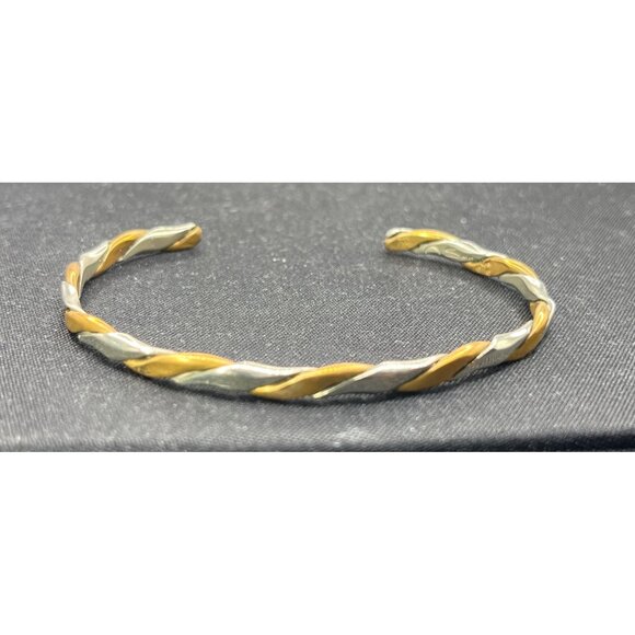 Sergio Lub Golden Ivy Copper & Silvertone Cuff Bracelet Vintage - Picture 5 of 5